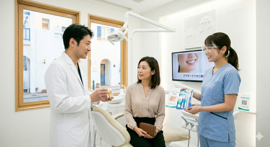 大倉山アルカディア歯科の診療室。大倉山で歯のクリーニングや予防歯科に注力する、清潔で安心な歯医者。