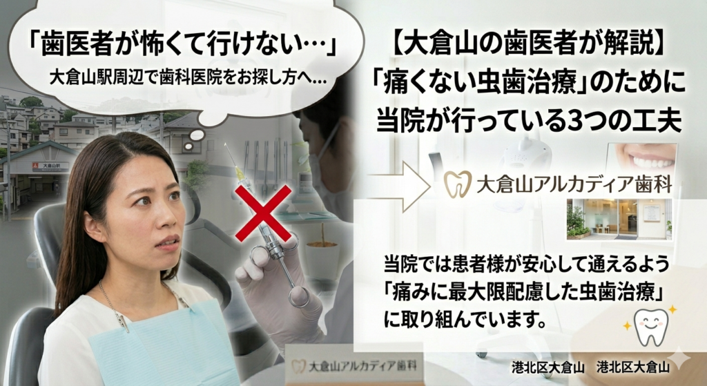 歯医者が怖い方へ。大倉山の歯医者「大倉山アルカディア歯科」が取り組む痛くない虫歯治療のイメージ